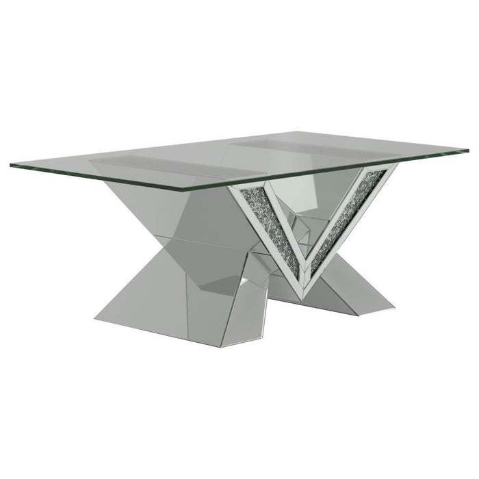 Taffeta - Glass Top Mirrored Acrylic Table