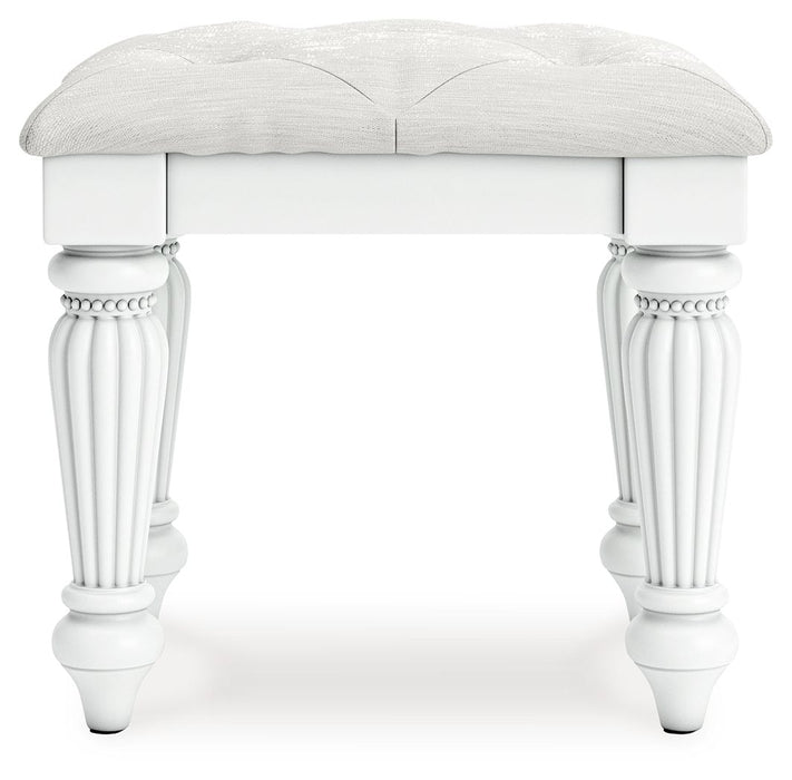 Kozlani - Vanity Upholstered Stool - White