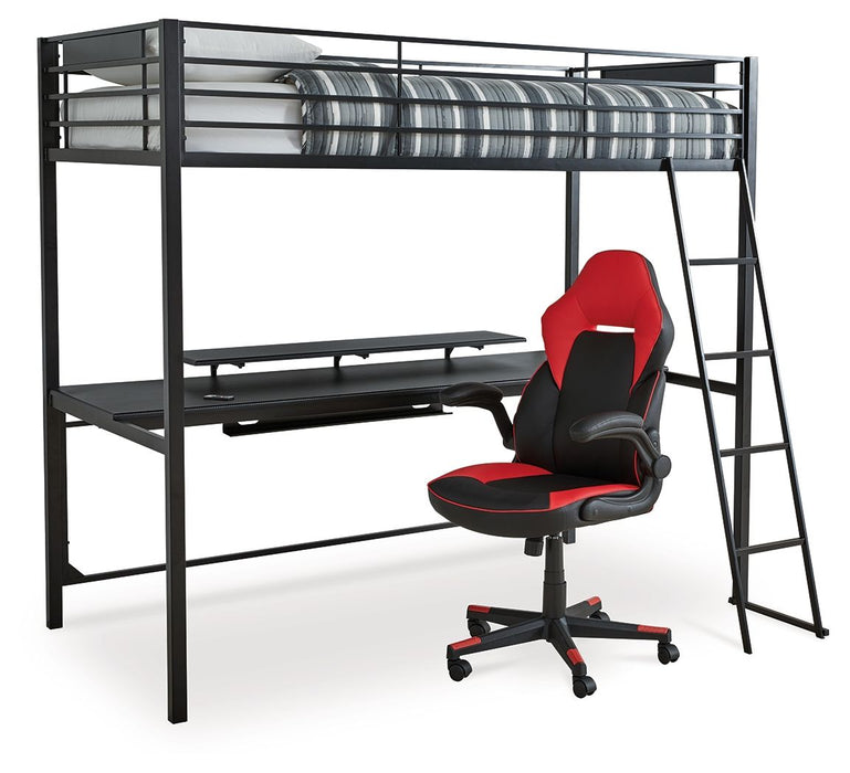 Broshard - Black - Twin Loft Bed With Desk