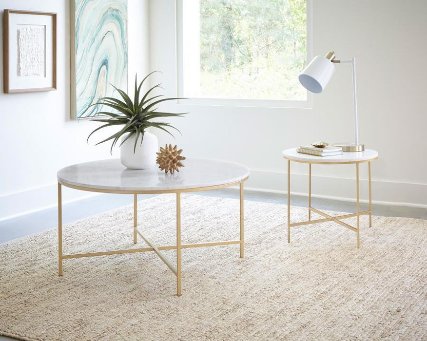 Ellison - Round Marble Coffee And End Table Set