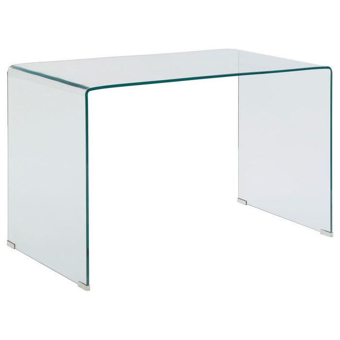 Ripley - Tempered Bent Glass Writing Desk Clear - Clear Glass