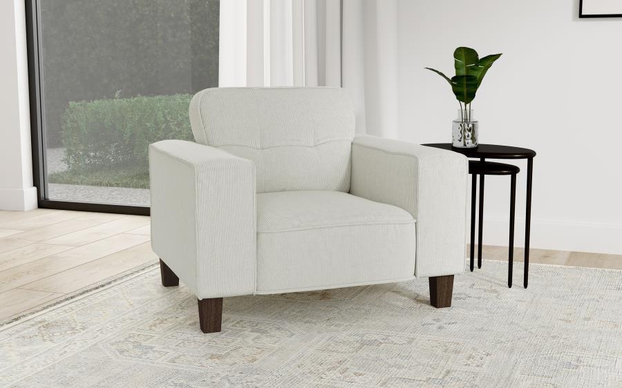 Deerhurst - Upholstered Track Arm Tufted Accent Chair - Greige