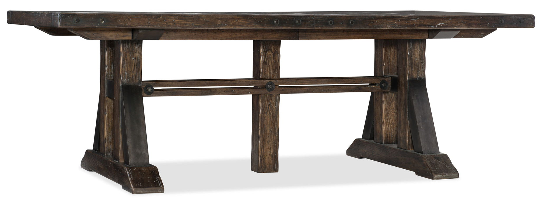 Roslyn County - Trestle Dining Table With Leaves - Dark Brown
