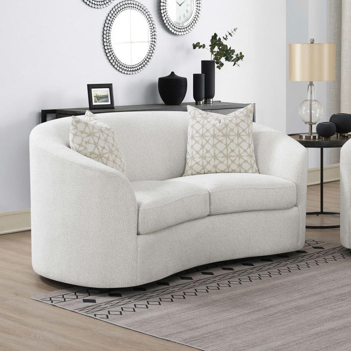 Rainn - Boucle Upholstered Sloped Arm Loveseat - Latte