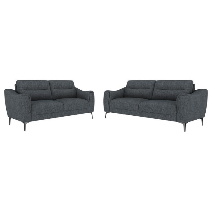 Nolan - 2 Piece Upholstered Sofa Set - Charcoal