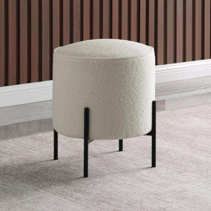 Basye - Round Upholstered Ottoman - Ivory