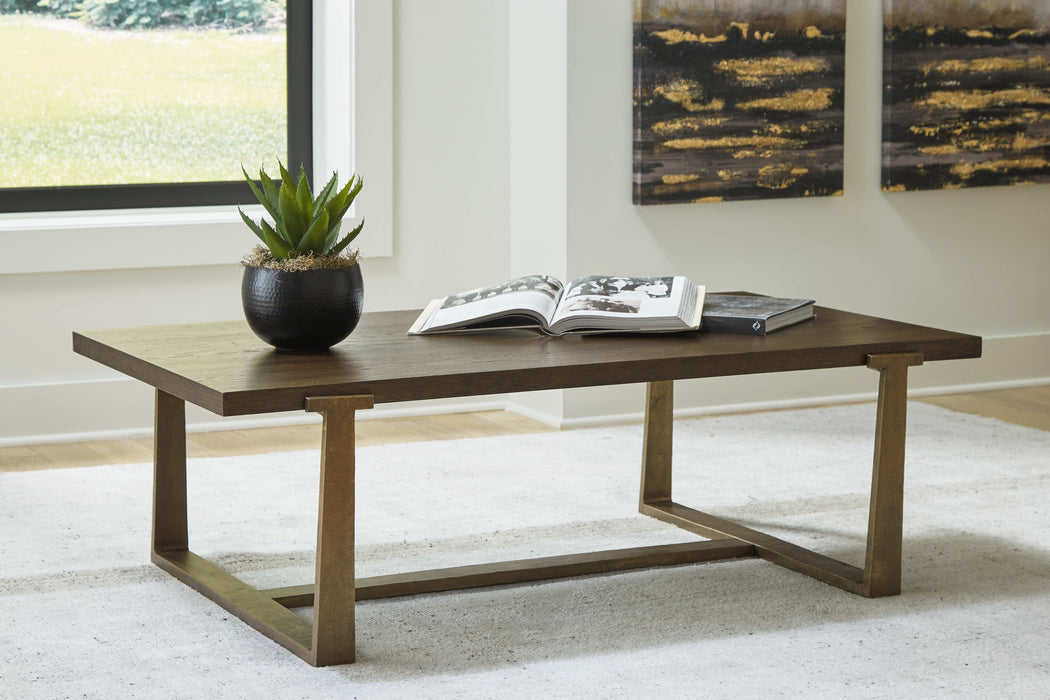Balintmore - Rectangular Cocktail Table - Brown / Gold Finish