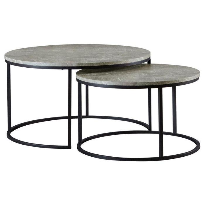 Lainey - Round 2-Piece Nesting Coffee Table - Grey and Gunmetal