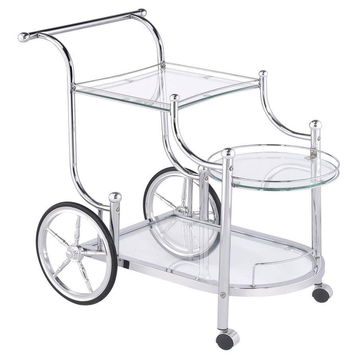 Sarandon - 3-Tier Serving Cart - Chrome And Clear