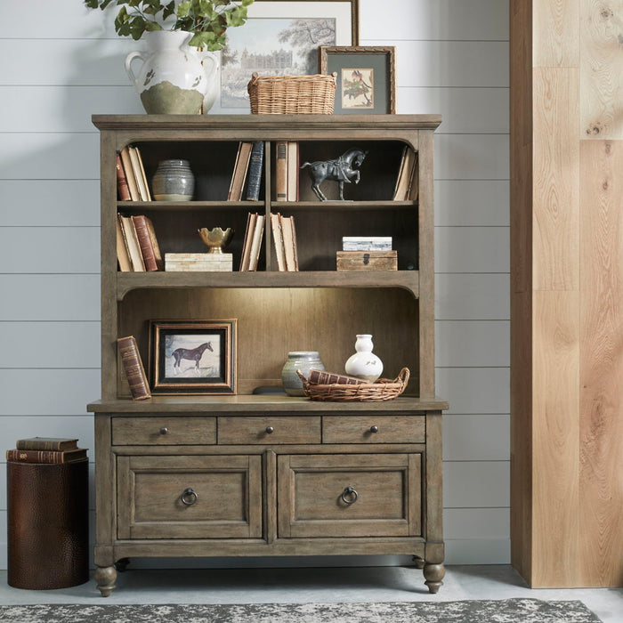 Americana Farmhouse - Credenza & Hutch - Light Brown