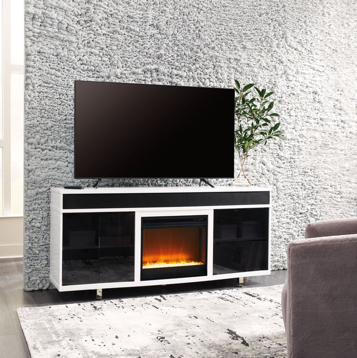 Gardoni - 72" TV Stand With Electric Fireplace - White / Black