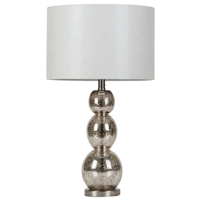 Mineta - Drum Shade Table Lamp - White and Antique Silver