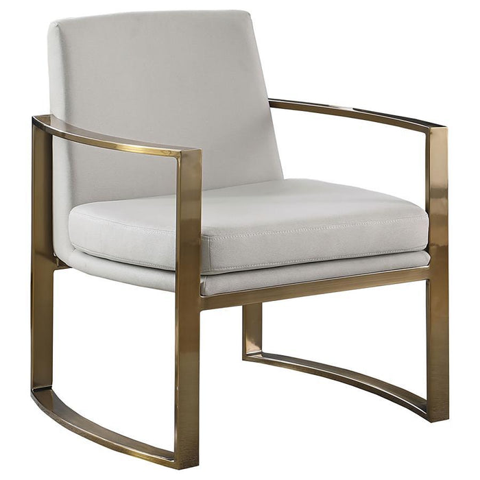 Cory - Concave Metal Arm Accent Chair - Cream and Bronze