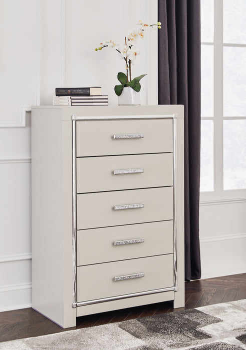 Zyniden - Five Drawer Chest - Silver