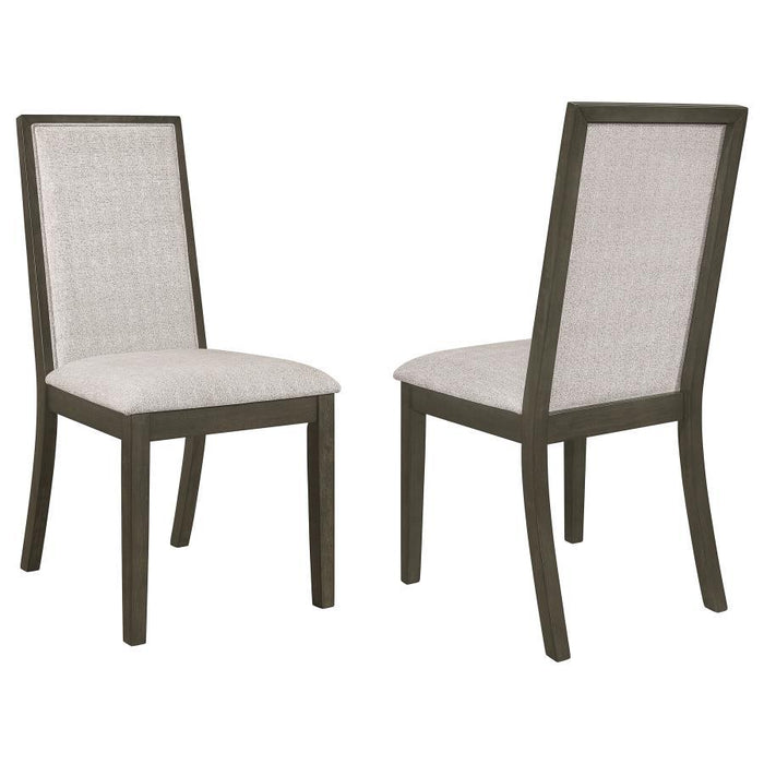 Kelly - Upholstered Solid Back Dining Side Chair (Set of 2) - Beige And Dark Gray