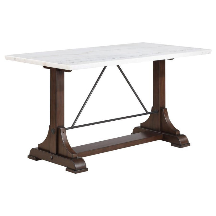 Aldrich - 5 Piece Counter Height Dining Set Genuine - White Marble And Dark Brown