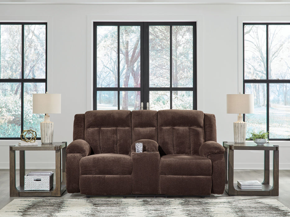 Free Wake - Chocolate - Double Relcining Power Loveseat With Console