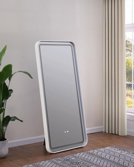 Glendora - LED Standing Mirror Bluetooth Speakers - Pearl Silver