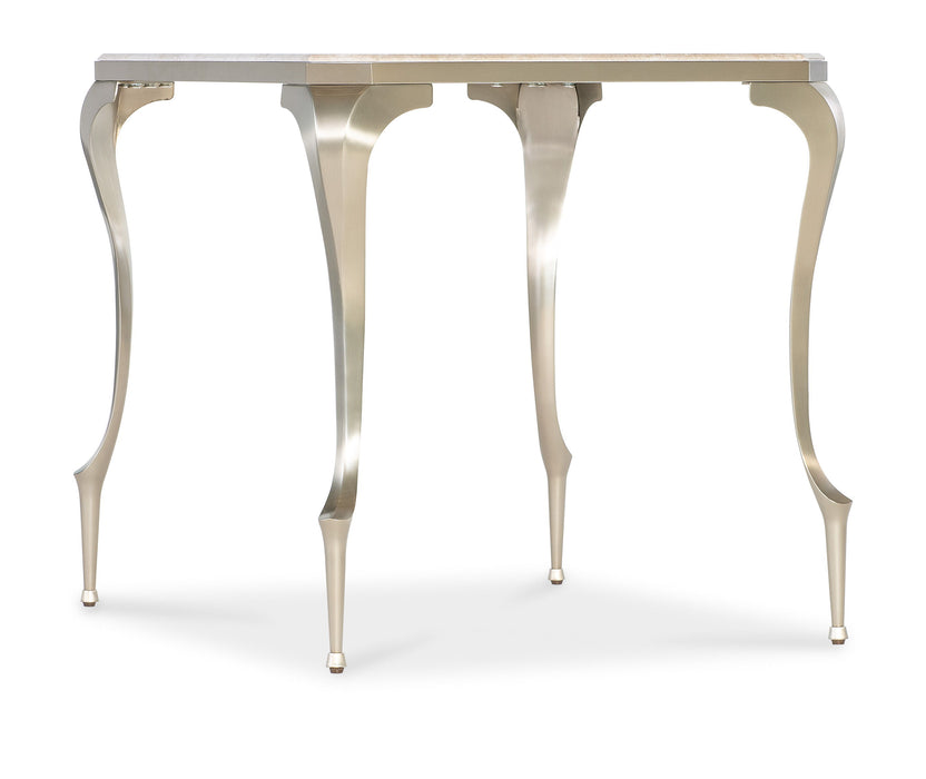 Bella Donna - Rectangle Stone Top End Table - Pearl Silver