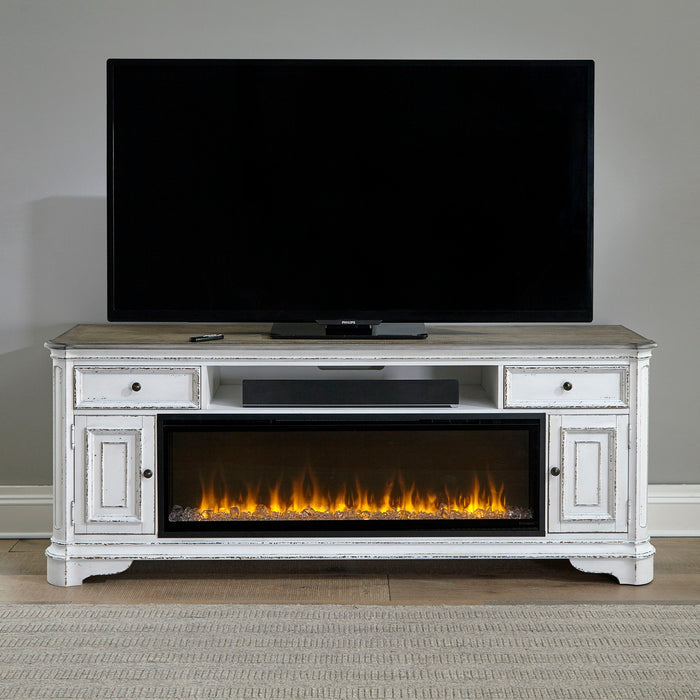 Magnolia Manor - 82" Fireplace TV Console - White