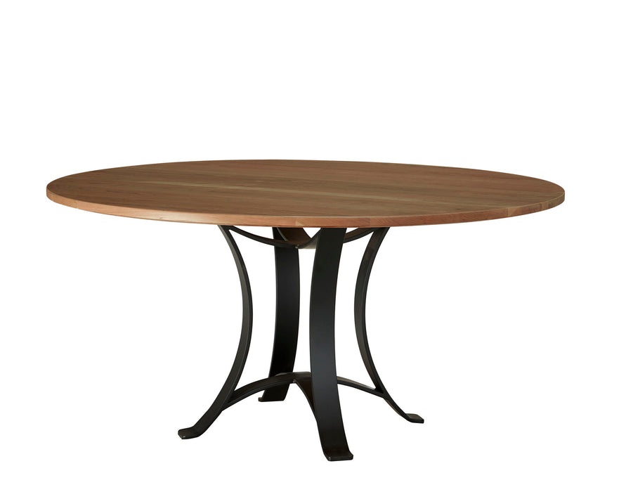 Crafted Cherry - Round Dining Table With Metal Pedestal