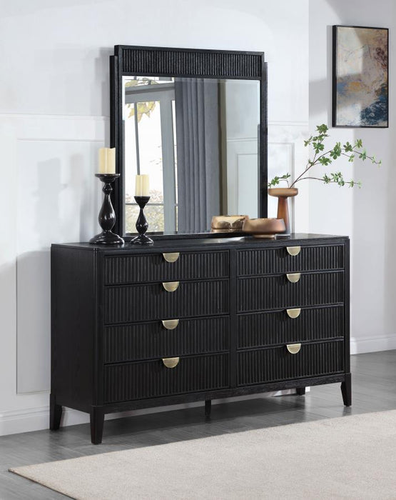 Brookmead - 8-Drawer Bedroom Dresser With Mirror - Black