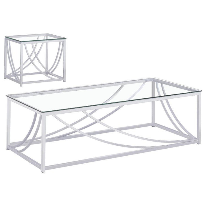 Lille - 2 Piece Glass Top Coffee And End Table Set - Chrome