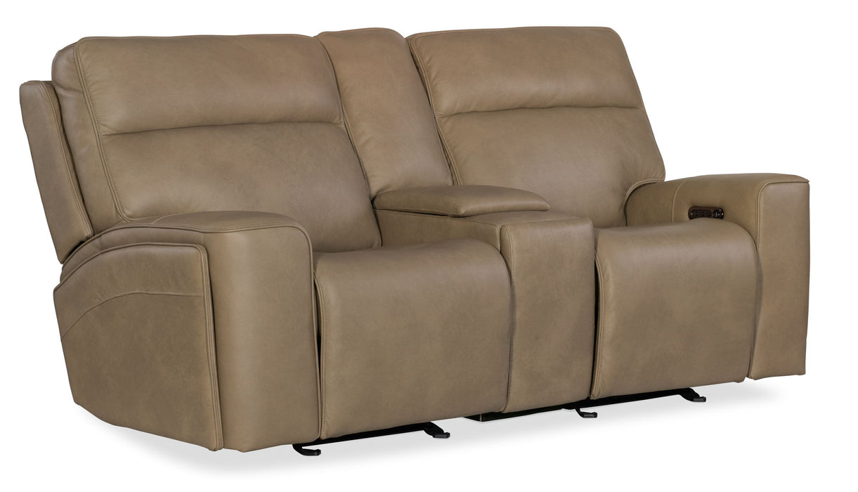 MS - Riverton Power Gliding Console Loveseat With Power Headrest And Lumbar