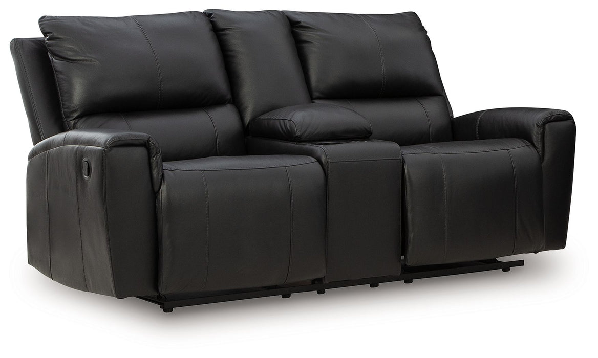 Glossmore - Black - Reclining Loveseat With Console