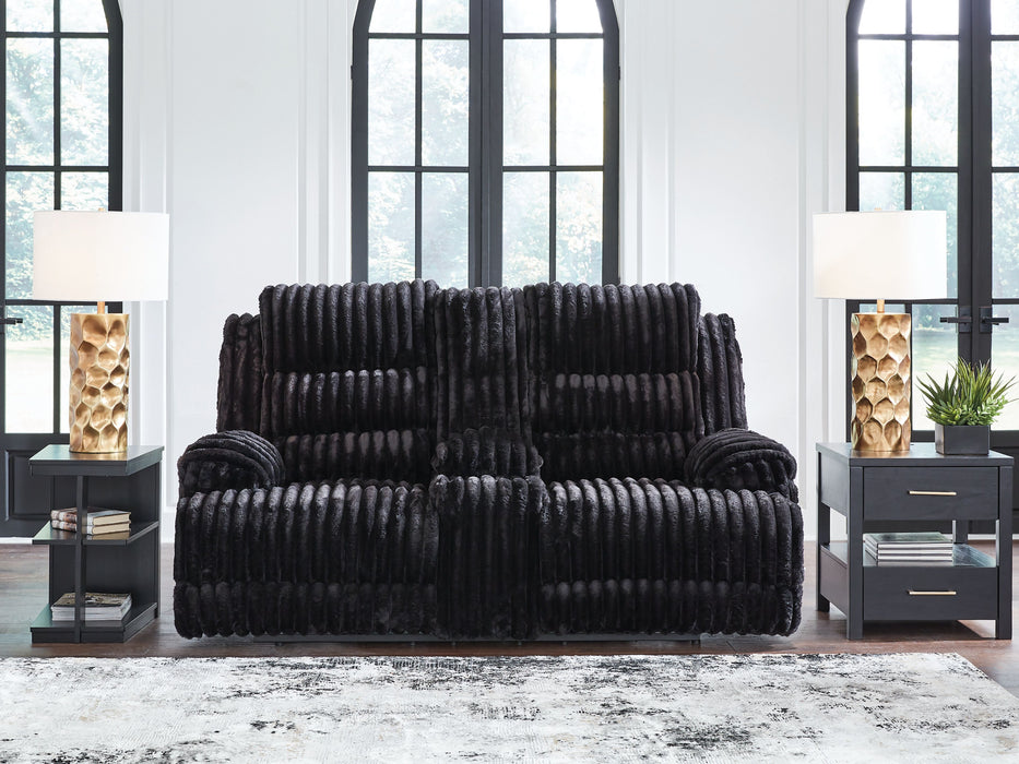 Rhine Falls - Onyx - Double Reclining Power Loveseat With Console