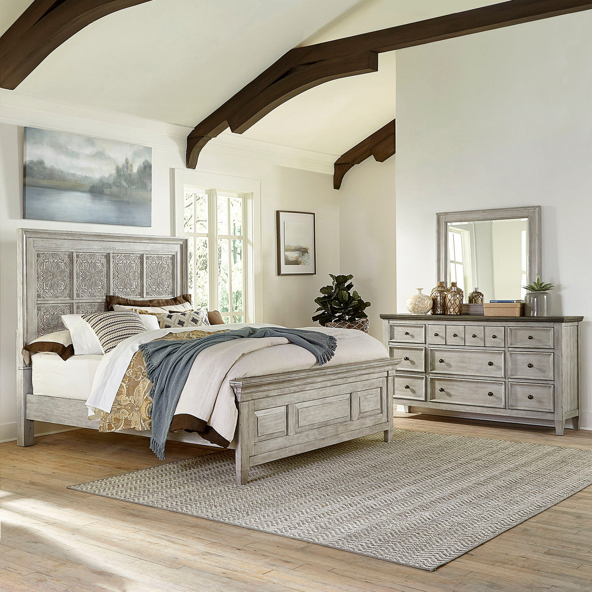 Heartland - Farmhouse - Panel Bed, Dresser & Mirror Set — Goree's