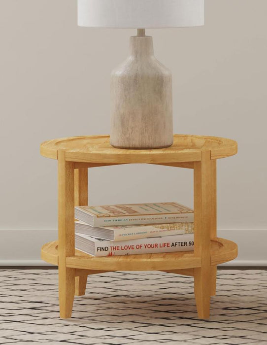 Camillo - Round Solid Wood Side End Table - Maple