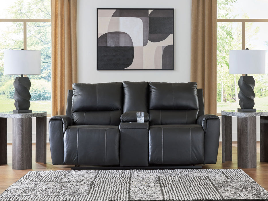 Glossmore - Black - Reclining Loveseat With Console
