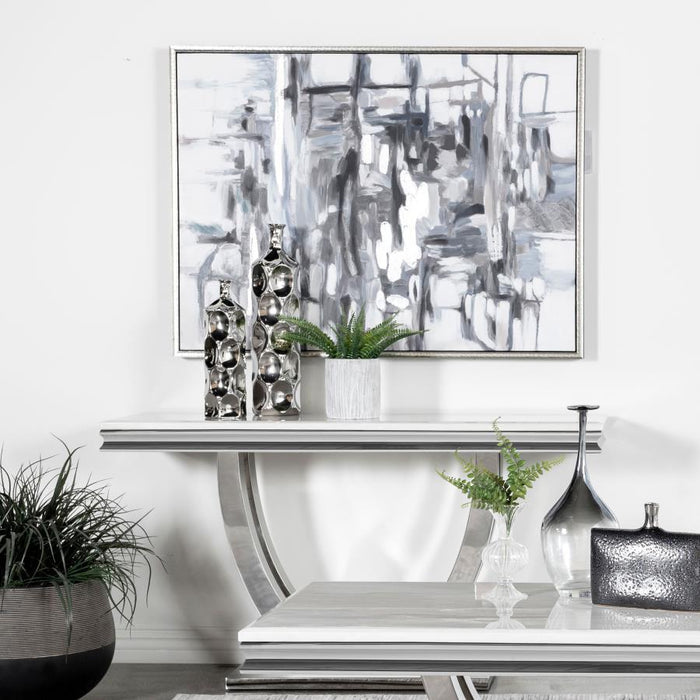 Kerwin - U - Base Stone Top Entryway Sofa Console Table - Chrome