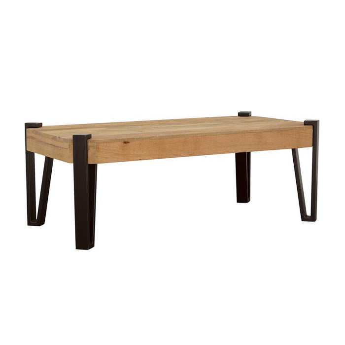 Winston - Wooden Rectangular Top Coffee Table - Natural and Matte Black