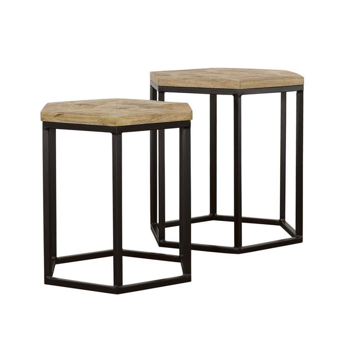 Adger - 2-Piece Hexagon Nesting Tables - Natural and Black