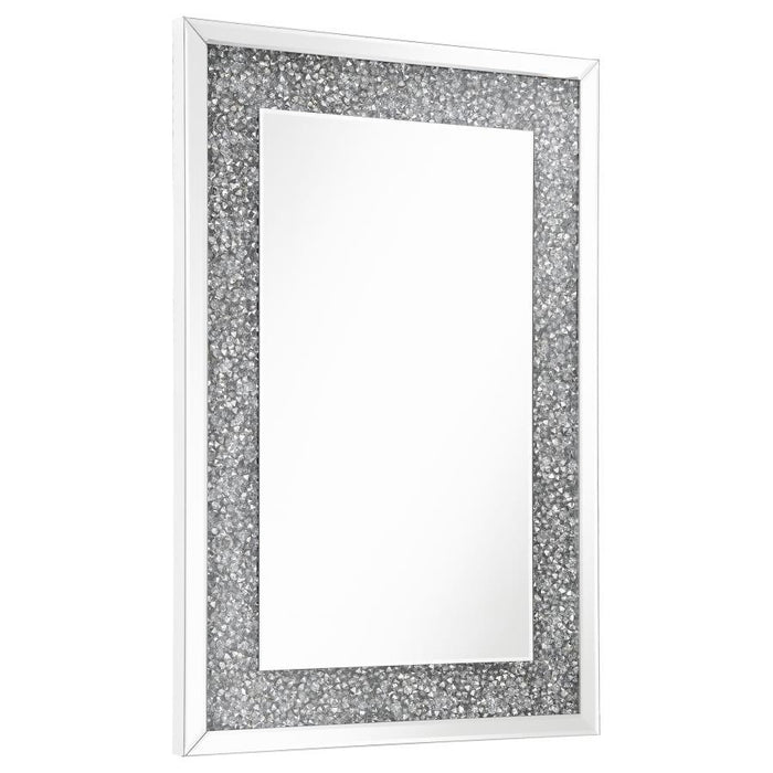 Valerie - Crystal Inlay Rectangle Wall Mirror - Silver