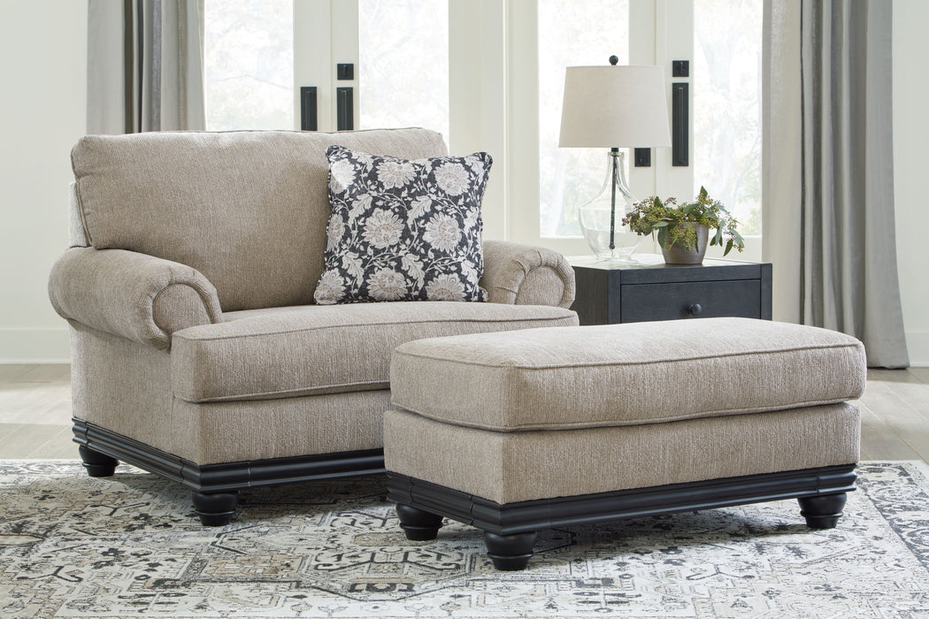 A chair and online a half with ottoman