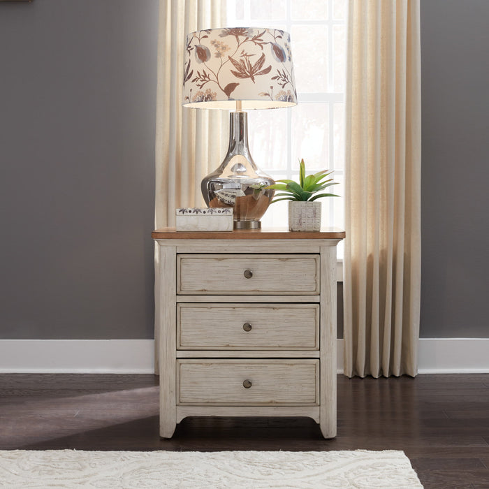 Farmhouse Reimagined - 3 Drawer Nightstand With Charging Station - White