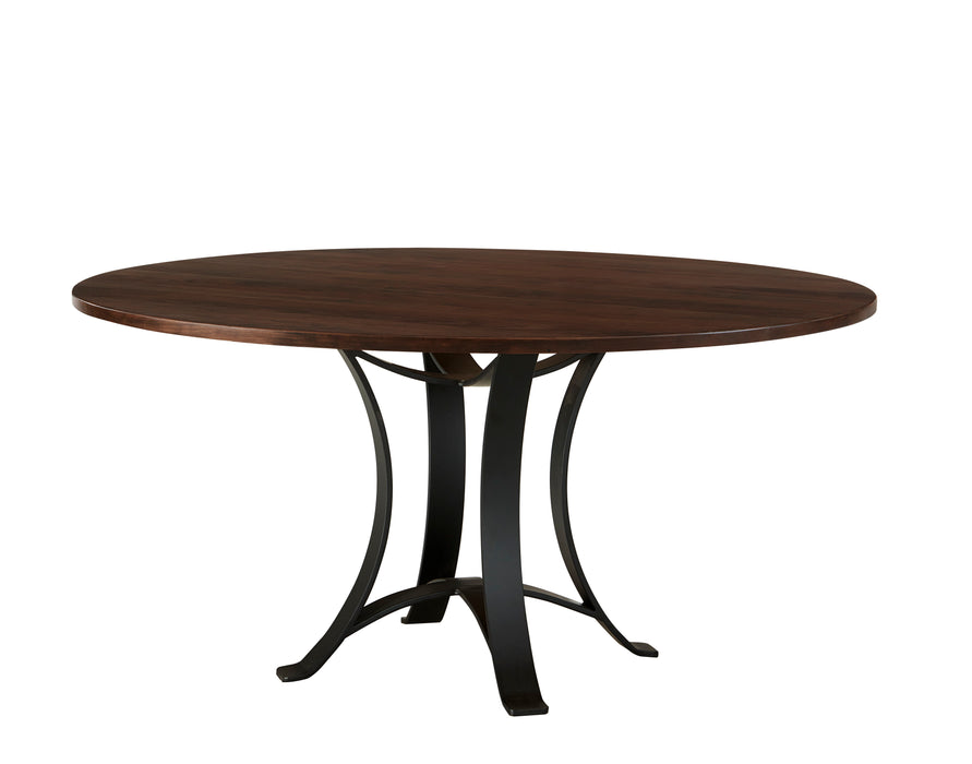 Crafted Cherry - Round Dining Table With Metal Pedestal