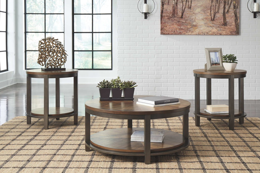 Roybeck - Light Brown / Bronze - Occasional Table Set (Set of 3)
