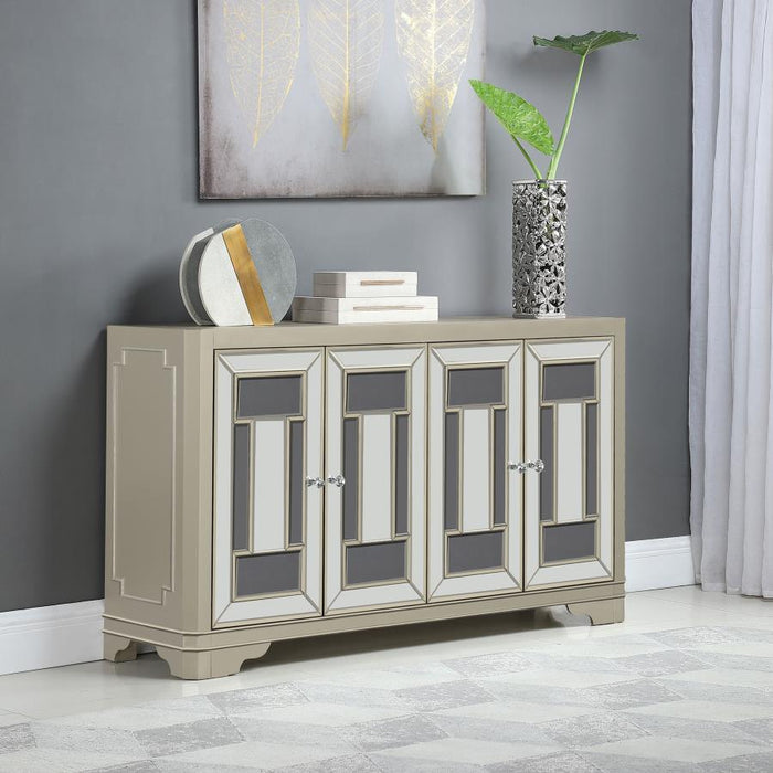 Toula - 4-Door Accent Cabinet - Smoke and Champagne