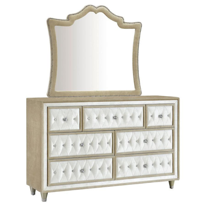 Antonella - 7-Drawer Upholstered Dresser With Mirror