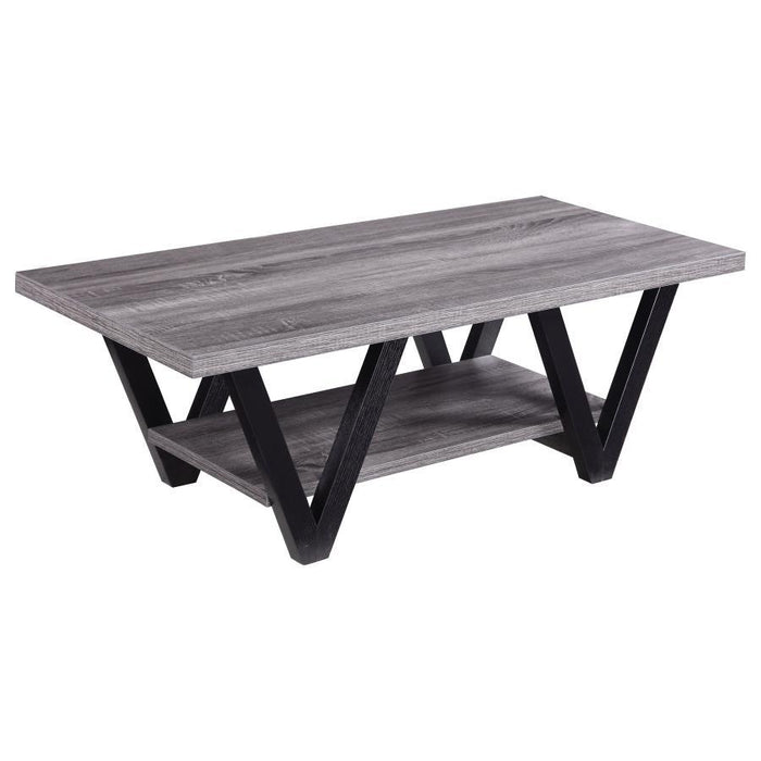 Stevens - V-Shaped Coffee Table - Black And Antique Gray