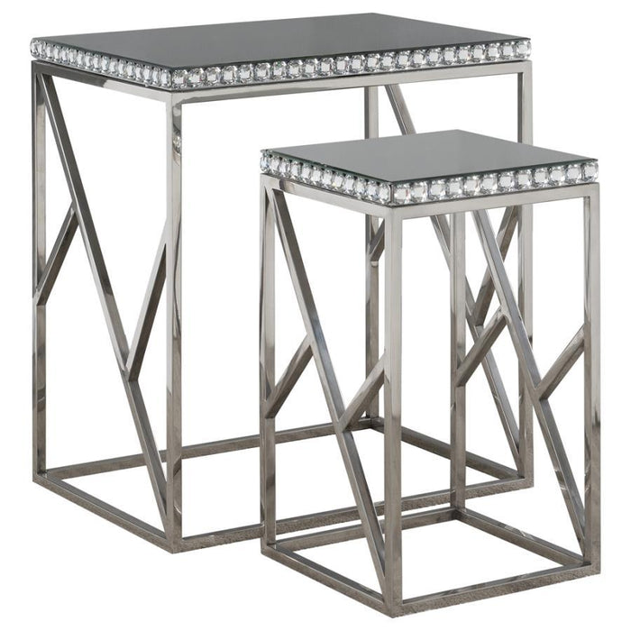 Betsy - 2-Piece Mirror Top Nesting Tables - Silver