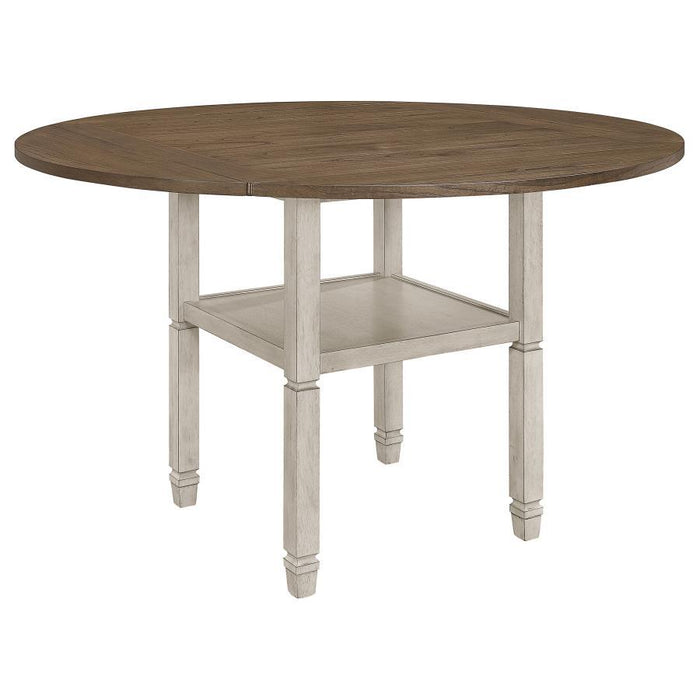 Sarasota - Counter Height Table With Shelf Storage - Nutmeg and Rustic Cream