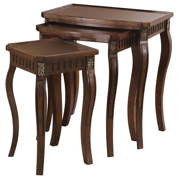 Daphne - 3-Piece Curved Leg Nesting Tables WArm - Brown