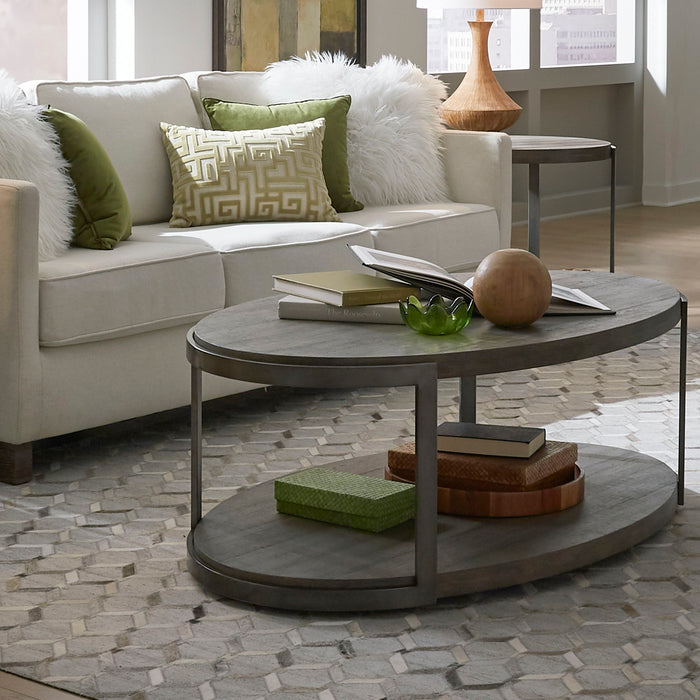 Modern View - 3 Piece Set (1-Oval Cocktail Table 2-End Tables) - Dark Gray