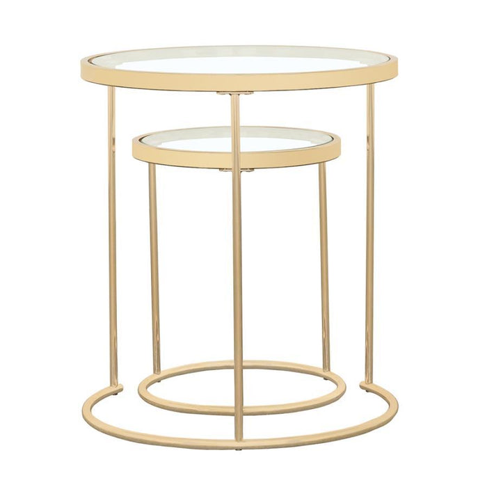 Maylin - 2-Piece Round Glass Top Nesting Tables - Gold