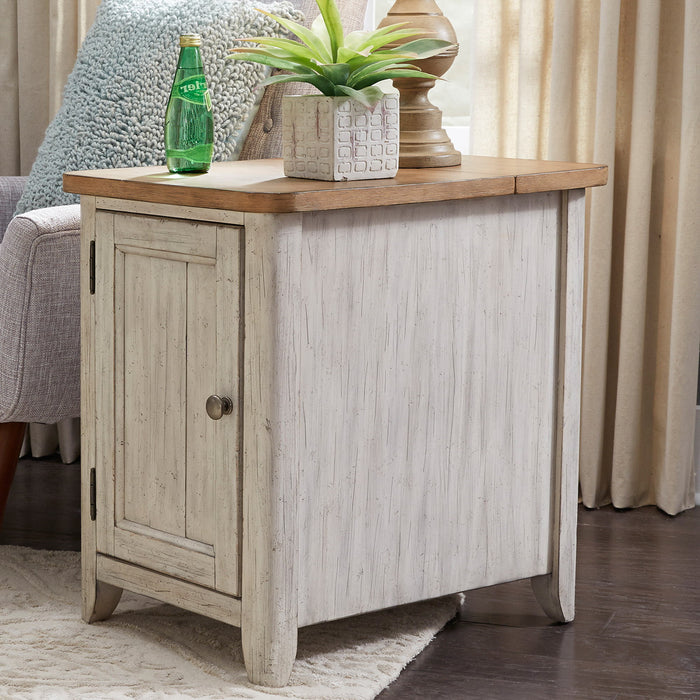 Farmhouse Reimagined - Door Chair Side Table With Charging Station - White
